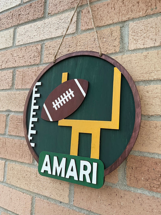 Football Sign, Room sign, football player, door hanger, wall sign for kids, gift for him