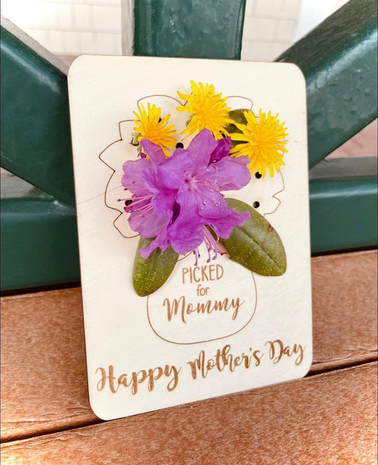 Mother’s Day card, wood card, card for mom, gift for mom, flowers for mom, Mother’s Day gift