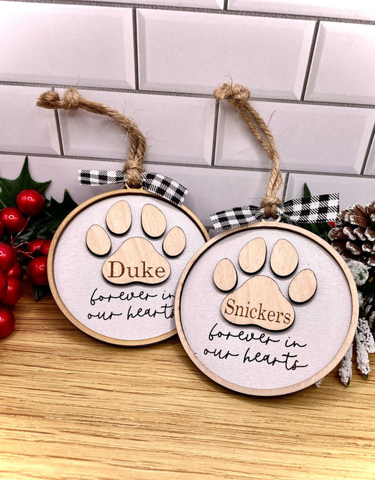 Pet loss ornament, memorial ornament, paw print, personalized ornament