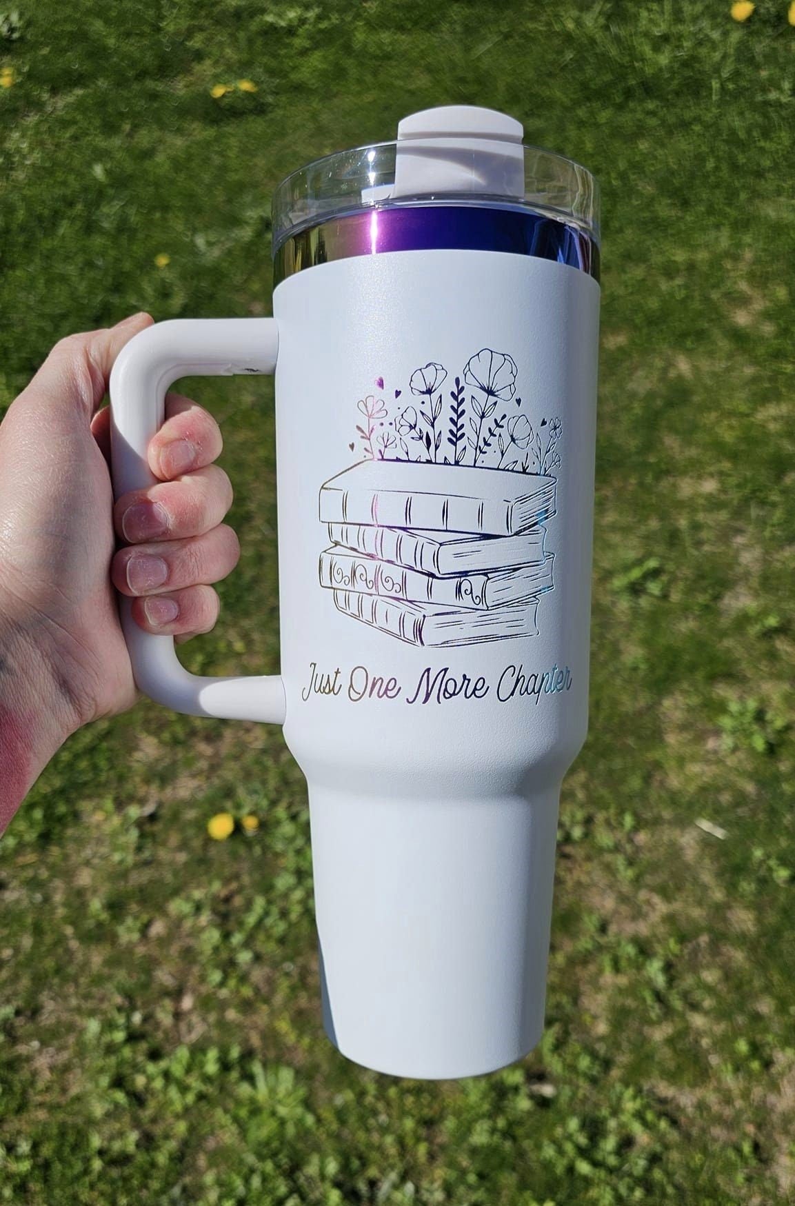 40 oz Rainbow Tumbler, custom tumbler, chrome tumbler, engraved tumbler, gift for mom, gift for her, custom cup