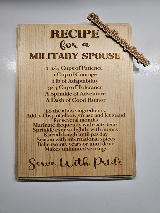 Military spouse engraved plaque, military spouse sign, gift for milso, navy wife, gift for her, engraved plaque, custom sign